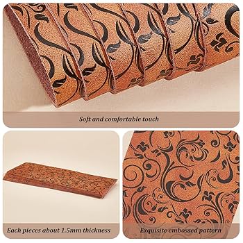 Amazon | OLYCRAFT 6枚 本革シート エンボス加工 花柄 225x75x1